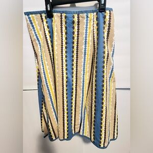 BODEN Women’s Multicolor Retro Style A-Line   Striped Midi Skirt Size 10L